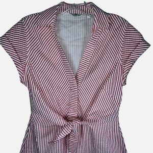 Vineyard Vines Pink and White Seersucker Twist Front Dress